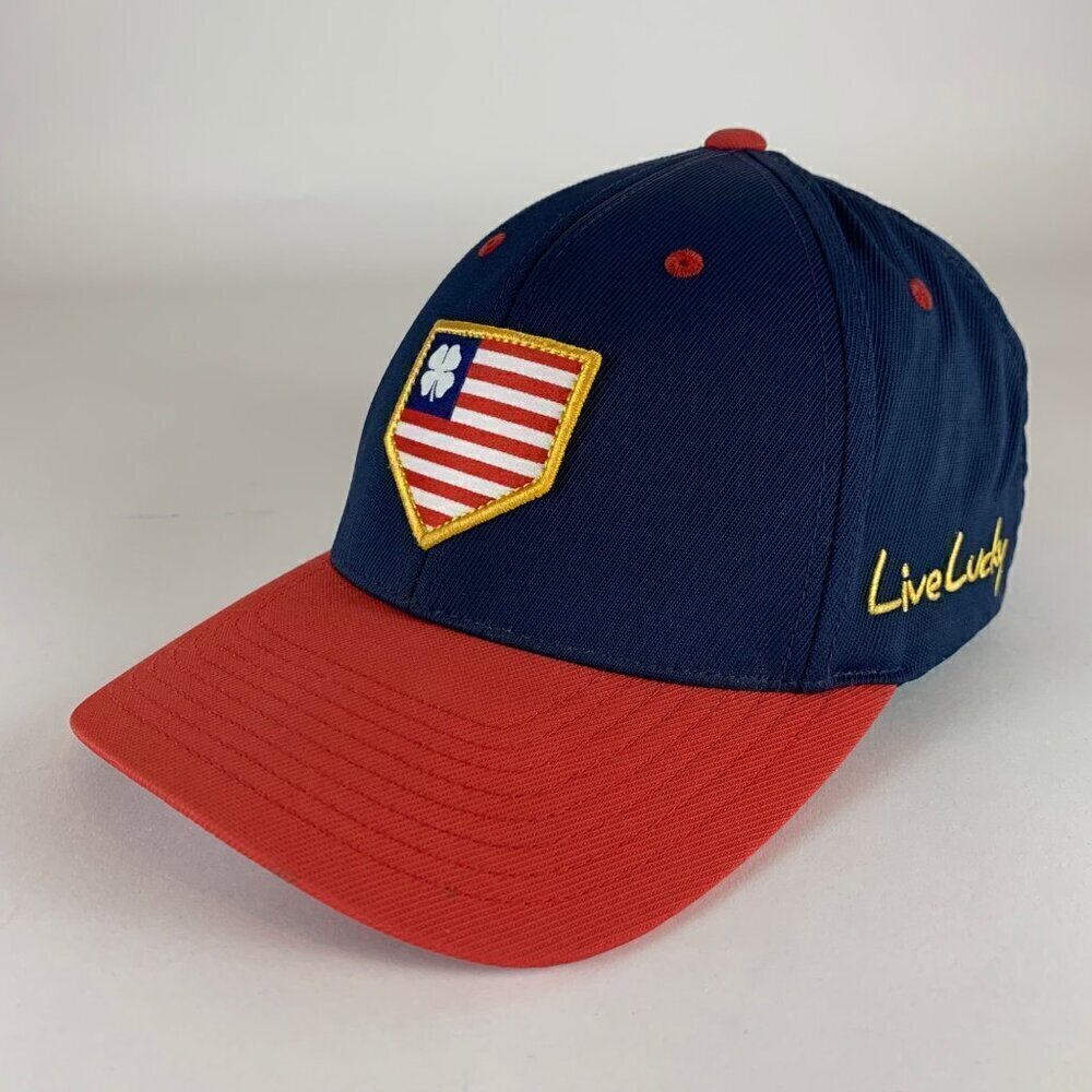 Black Clover x Rawlings Navy Blue Red Stretch Fitted Hat Mens S/M